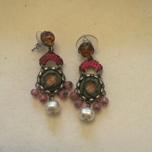 Chic Pink and Silver Dangle Earrings